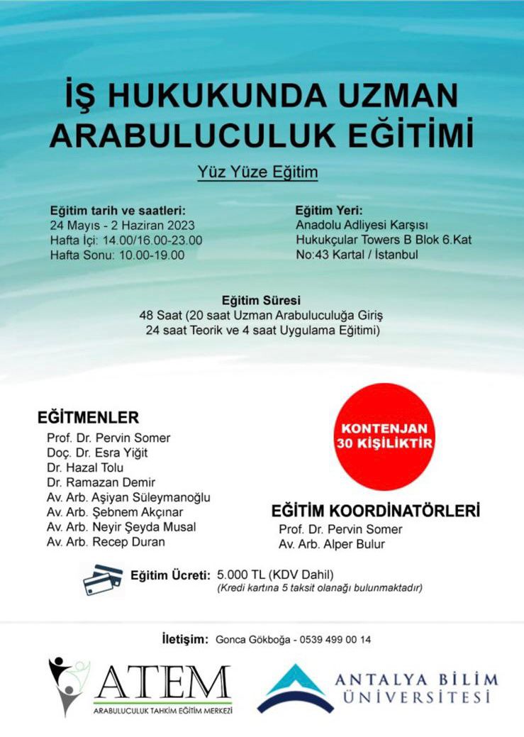 İş Hukukunda Uzman Arabuluculuk Eğitimi - İstanbul